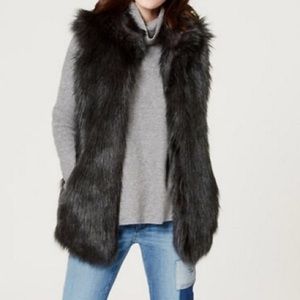 LOFT Black Faux Fur Vest
